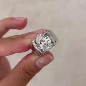 Diamond <b>ring</b> for <b>Men</b> in Oval 5.00ct Lab Grown Diamond, <b>Men's</b> Channel <b>Set</b> Engagement <b>Ring</b>, EF Color, VS Clarity-IGI Certified - Product Image 1