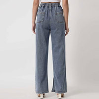 Jeans de mezclilla rectos para mujer, talla estándar, de verano, impermeables, bonitos, transpirables 3D, con cinturón, borlas, remaches, volantes, detalles oscuros, agujeros y lazo