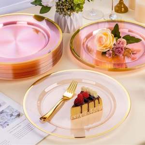 Set D'Assiettes Mélamine Assiettes a Snacks Plaques Nominatives De Mariage Blanches Carrees En Céramique Grises Sous Les Dorees - Product Image 4