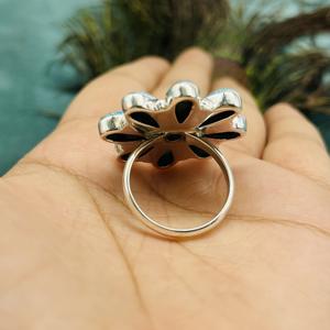 แหวนเทอร์ควอยซ์โมส925แหวนเงินสเตอร์ลิงทำมือแหวนครบรอบแหวนดีไซน์เนอร์แหวนสีเทอร์ควอยซ์แหวนดอกไม้สีเงิน - Product Image 6