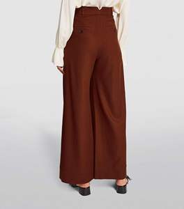 100% Material de algodón de moda ropa casual de gran tamaño de cintura alta pantalones de pierna ancha pantalones para mujer - Product Image 5