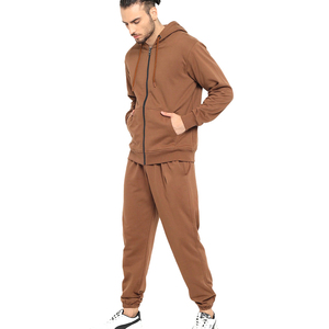 Ensemble de survêtement en coton marron uni pour homme 2024, séchage rapide, haute qualité, grande taille, ensemble d'hiver, OEM personnalisé, techniques de teinture, poids lourd - Product Image 3