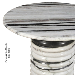 Mesa de Noche Redonda de Mármol Blanco y Negro, Mesa Auxiliar Moderna Hecha a Mano con Base de Pedestal Acanalado, Muebles de Lujo para Dormitorio, Hotel, Sala de Estar - Product Image 1