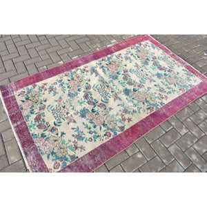 Tapis vintage, tapis turc 3,9x6,9 pieds, tapis marocain en laine rouge - Product Image 2