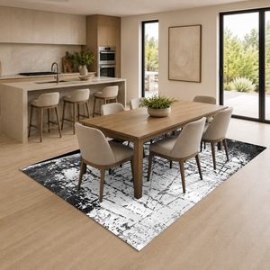 Alfombra de Chenilla Lavable a Máquina, Antideslizante, con Estampado Digital Tradicional Anatolino, Color Gris Plateado, Modelo LXDP-0647 de RUGS DEPOT, Venta al Por Mayor - Product Image 4