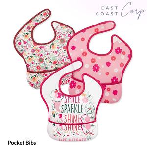 Bavoirs d'alimentation pour bébé étanches Design sans gâchis avec attrape-nourriture intégré - Product Image 1