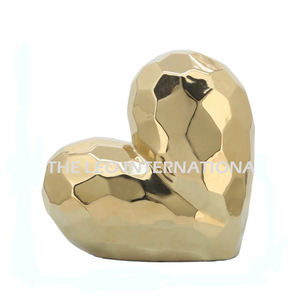 Aluminium Métal Forme Coeur Plaqué Or Sculptures Modernes de l'Inde Style Fantaisie Luxe Fait Main Décoratif pour la Maison - Product Image 1