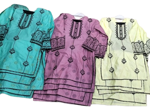 Trajes Shalwar Kameez de Fiesta para Niñas al por Mayor, Bordados con Encaje, de Algodón Transpirable, Cuello en V, Estilo Pakistaní - Product Image 2
