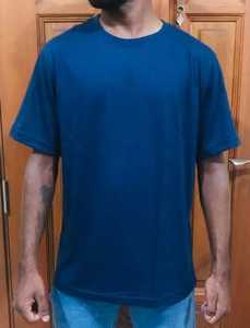 Camiseta de manga corta informal para hombre de talla grande al por mayor, Impresión de logotipo personalizado, poliéster liso, algodón, corte holgado, tejido vaquero - Product Image 6