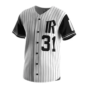 Design Kurzarm Sublimation Outdoor gestreifte Hemden Uniformen Baseball Trikot