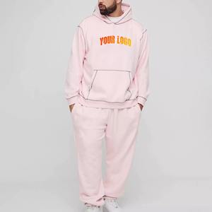 Ensemble survêtement oversize streetwear d'hiver personnalisé, délavé au soleil, uni, avec cordon de serrage, sweat-shirt et pantalon de survêtement, lavage à l'acide, sweat-shirt pour homme - Product Image 5