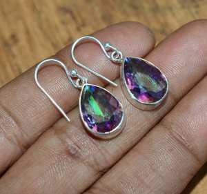 Mystic Topaz Blue Topaz Hook Elegante Plata de ley Joyería de piedras preciosas hecha a mano para bodas Fiestas Regalo perfecto para ella - Product Image 3