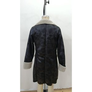 Abrigo corto de gamuza con cuello y botones para mujer, manga larga, 28762 - Negro - Product Image 6