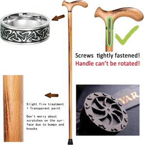 Canne de marche en bois en gros |   Canne en bois massif faite à la main pour les personnes âgées et la randonnée - Product Image 6