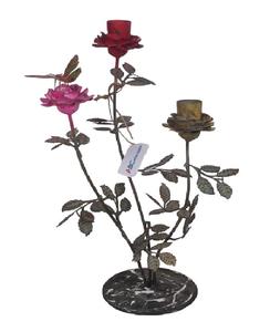 Portavelas de tres colores con diseño metálico para interior, vacaciones, hogar, decoración navideña, acabado pintado - Product Image 1