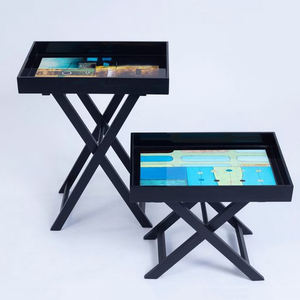 Bandeja lacada interior moderna para restaurante de boda al por mayor con soporte plegable bandeja lacada patrón OEM para servir y decorar - Product Image 1