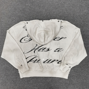 Sudadera con Capucha Personalizada con Remaches y Pintura Desgastada para Hombre, 100% Algodón, Estilo Informal, Ajuste Regular, Invierno, Ecológica, Impresión DTG Vintage - Product Image 3