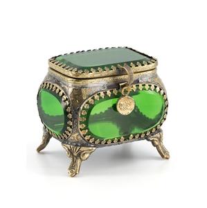 Hot Seller Boîte à bijoux en laiton et verre Conception personnalisée Boîte à bijoux en verre et laiton antique Exportateur en gros - Product Image 1