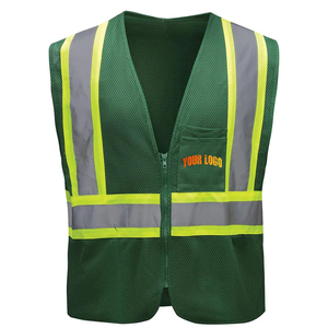 Chaleco de Seguridad Reflectante Verde Personalizado con Logotipo, ANSI Clase 3, Impermeable, con Luz LED Intermitente, 100% Poliéster, Alta Visibilidad, Ajustable - Product Image 6