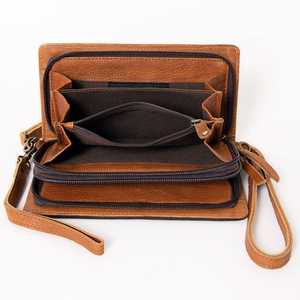 Pochette bohème faite à la main pour femmes en cuir véritable Western Fashion Wallet Zip Closure Tassel Vintage Tooled Card Cash Slots - Product Image 2