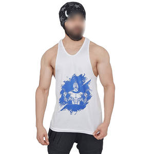 <b>Men's</b> Latest Style Solid Color Gym Muscle Workout <b>Tank</b> <b>Top</b> Casual Fitness Knitted Sublimation Washed Technics for Bodybuilding - Product Image 1