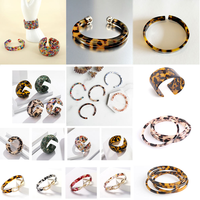Bracelet personnalisé pour femme en acrylique transparent, lucite, acétate de cellulose, résine, avec perle métallique, bracelet manchette en écaille de tortue