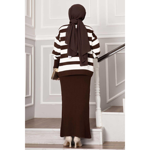 Vestido corto de rayas anchas marrón - Product Image 5