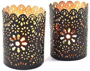 Porte-bougie votif de forme ronde en métal revêtu de poudre noire, porte-bougie Votive en fer, forme ronde - Product Image 5