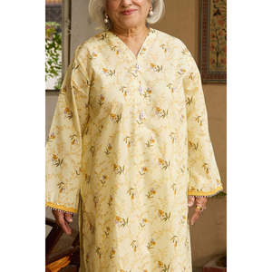 เสื้อเชิ้ตลินินพิมพ์ลายดอกไม้ 1 ตัว รุ่น SL-62022 ตกแต่งด้วยกระดุม - Product Image 1