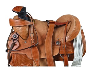 Selle de cheval en cuir véritable de qualité supérieure, arbre en fibre, quincaillerie en acier inoxydable, style western, endurance, course anglaise - Product Image 1