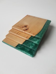 Sous-verre en résine artistique en bois fait à la main, sous-verre en résine époxy naturelle pour boissons, café, thé, table à manger - Product Image 6