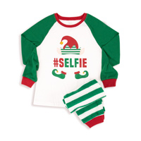 Ensemble de pyjama décontracté pour la famille Elf, motif rayé vert, pour papa, maman et bébé, fournisseur OEM fabriqué au Cambodge
