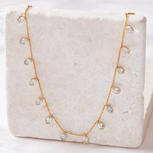 Moonstone 925เงินสเตอร์ลิงทำด้วยมือสีทอง18K สร้อยคอสไตล์คอปกเครื่องประดับสัญญาของขวัญวันเกิดสำหรับเธอ - Product Image 1