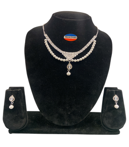 B333 Ensemble de bijoux en diamant élégant classique vintage élégant-pour les anniversaires et les fêtes comprend un collier et des boucles d'oreilles - Product Image 1