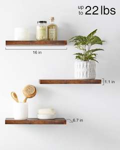 Estantes flotantes, estantes de madera rústica montados en la pared para Baño, Dormitorio, sala de estar, cocina, estante colgante pequeño para libros/Almacenamiento - Product Image 3