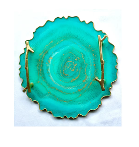 Bandeja de servicio de resina epoxi Bandeja de servicio azul cielo de resina de diseño moderno para cena Bandeja de resina para servir comida - Product Image 1