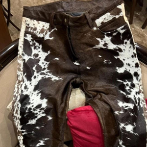 Pantalon pour homme en toile non tissée, sur mesure, tendance 2026, poids lourd, en cuir pleine fleur, taille mi-haute, devant plat, coupe droite, prix de gros - Product Image 5