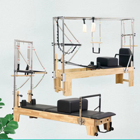 Torre de Pilates de Madera de Alta Calidad para Gimnasio en Casa, Sistema de Resortes Ajustable, Plataforma Acolchada, Entrenamiento de Postura