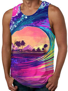 เสื้อกล้ามกล้าม100% ระบายอากาศสำหรับผู้ชายเสื้อกล้ามใส่ออกกำลังกายในยิมลำลองพิมพ์ลายดิจิทัลเป็นมิตรกับสิ่งแวดล้อม - Product Image 4