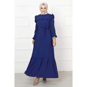 Vestido Aerobin con volantes medio abotonado Azul Marino - Product Image 3