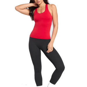Débardeur élégant avec bretelles à dos nageur Haut sans manches ajusté avec mélange d'élasthanne Débardeur de gymnastique à compression pour femmes - Product Image 6