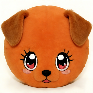 Dog face plush <b>pillow</b>, Round puppy plush toy, Cute dog plush ball, Orange puppy stuffed cushion - Product Image 1