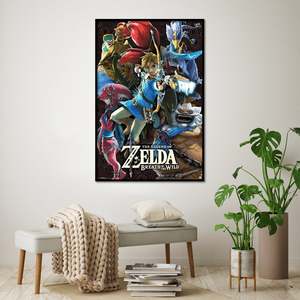 Modern Style the Legend of Zelda Breath of the Wild <b>Canvas</b> Poster Black <b>Frame</b> Wall Art - Product Image 1