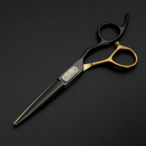 Ensemble de 2 ciseaux de coiffeur en acier inoxydable noir et doré, lame émoussée tranchante, peigne de coiffure, outil de beauté pour salon de coiffure - Product Image 4