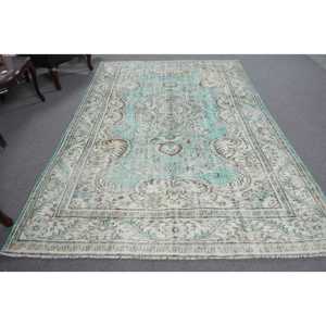 Tapis turc vintage 5,4x9,6 pieds, tapis en laine marocaine bleu - Product Image 5