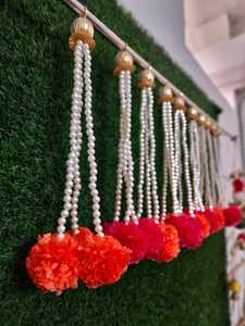 Guirlandes artificielles artisanales en perles et fleurs moelleuses de type souci, pour Ganpati Poojan ou décorations de mariage - Product Image 2