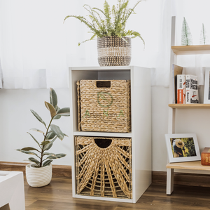 Carré pliant jacinthe d'eau Cube de rangement panier poubelle rectangulaire ménage pliable étagère usage domestique stockage jouets emballé Carton - Product Image 4