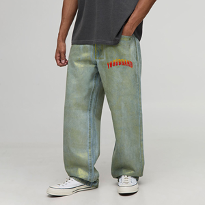 Pantalon en denim à finition douce pour hommes, mélange de coton et d'élasthanne, tissu flexible de qualité supérieure, coupe ajustée, denim pour hommes, 12 oz de coton - Product Image 4