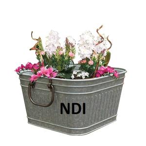 Maceta de flores galvanizada para decoración de jardín exterior e interior Maceta con tamaño y forma personalizados Maceta de metal - Product Image 1