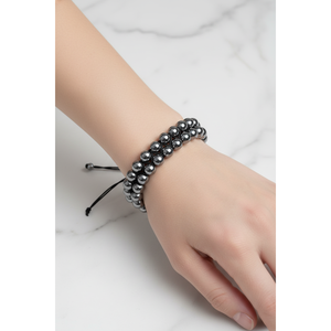 Braccialetto Trehartz in Pietra Naturale con Doppia Fila di Macramè da 8mm - Product Image 2